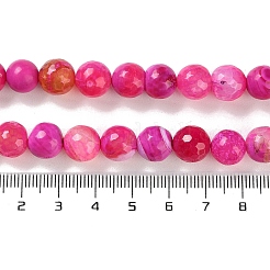 天然石瑪瑙ビーズ連売り  染め＆加熱  多面カット  ラウンド  濃いピンク  10mm  穴：0.8mm  約37個/連  14.96''（38センチメートル）&nbsp;G-M437-C01-01C