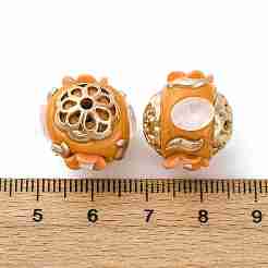 手作り樹脂インドネシアラウンドビーズ  合金パーツ  花の丸  オレンジ  17x17.5x17mm  穴：1.8mm&nbsp;IPDL-P005-23KCG-01