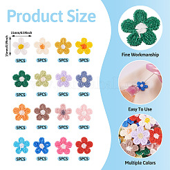 80個 16スタイルの花のコンピューター刺繍布アイロンパッチ  パッチにこだわる  マスクと衣装のアクセサリー  アップリケ  ミックスカラー  15x15x1.5mm  5個/カラー&nbsp;PATC-TA0001-14