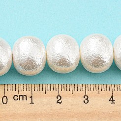 ナチュラルリンクルシェルビーズ連売り  テクスチャ付き楕円形  ホワイト  12.5~13x15~15.5x12mm  穴：0.8mm  約32個/連  16.14インチ（41cm）&nbsp;SHEL-F008-02
