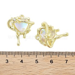 ラックメッキ合金ガラスペンダント  ハート  ゴールドカラー  23.5x19x10mm  穴：2mm&nbsp;FIND-Z054-03G