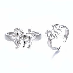変色しない304ステンレススチールオープンカフリング  12つの星座/干支  レオ  usサイズ{12}（6mm）〜usサイズ3/4 17.1（8mm）&nbsp;RJEW-S405-156P-A