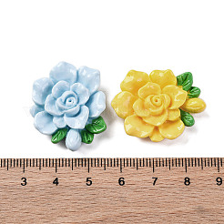 オペーク樹脂カボション  花  ミックスカラー  26x26x8mm&nbsp;RESI-R455-01G