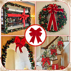 クリスマス PVC 大きな蝶結び飾り 6個  ツイストタイ付き  クリスマスパーティーの装飾用  レッド  283x220x6.5mm&nbsp;AJEW-PH0007-38