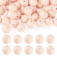 50個の食品グレードの環境に優しいシリコーンビーズ  ラウンド  ミスティローズ  15mm  穴：2mm&nbsp;SIL-TADJ0001-03E