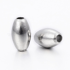 変色しにくい304ステンレススチールビーズ  ライス  ステンレス鋼色  7x4mm  穴：1.2mm&nbsp;STAS-H396-A-06P