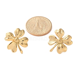 304ステンレススチールスタッドピアス  18KGP本金メッキ  花  23.5x21.5mm&nbsp;EJEW-Z081-02G-03