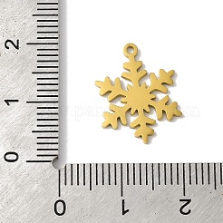 クリスマス 201 ステンレススチールペンダント 5個  レーザー切断  18KGP本金メッキ  スノーフレーク  17x13x1mm  穴：1.2mm&nbsp;LS-STAS-Z068-01G-02