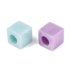 不透明なプラスチックビーズ  キューブ  ABカラーメッキ  ミックスカラー  7x7x7mm  穴：3.5mm  約1851個/500g&nbsp;KY-Q010-18