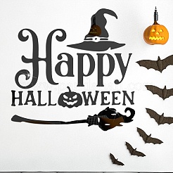 ハロウィーンのテーマアクリル自己接着家具フィルム  鏡壁ステッカーの装飾用  ハッピーハロウィン  ブラック  40x40cm&nbsp;DIY-WH0223-46