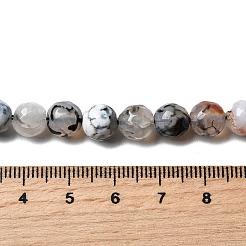天然石瑪瑙ビーズ連売り  ラウンド  多面カット  染め＆加熱  グレードA  8mm  穴：1mm  約47個/連  15インチ（38.1cm）  1連売り/箱&nbsp;G-AR0001-42