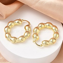 女性のための真鍮のフープピアス  ラウンド  ゴールドカラー  35x28.5x6mm&nbsp;KK-CBAD851-41G