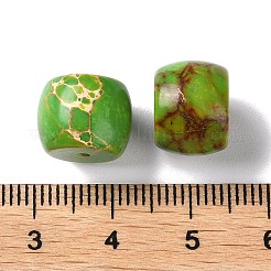 天然imp玉ビーズ  染め  バレル  ライムグリーン  10x12mm  穴：1.4mm&nbsp;G-Q008-02