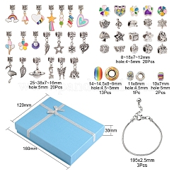 DIYヨーロピアンスタイルのブレスレット作りキット  合金エナメル＆樹脂＆ポリマークレイラインストーンヨーロッパビーズを含む  合金エナメルヨーロピアンダングルチャーム  真鍮ヨーロッパのブレスレット作り  ミックスカラー  ブレスレット製作：195mm  3個/セット&nbsp;DIY-YW0005-32
