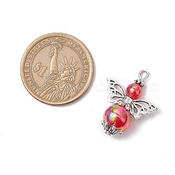 透明なアクリルパーツ  合金ビーズで  天使  ミックスカラー  27.5~28.5x22x10mm  穴：2mm  8個/セット&nbsp;PALLOY-JF03574-03