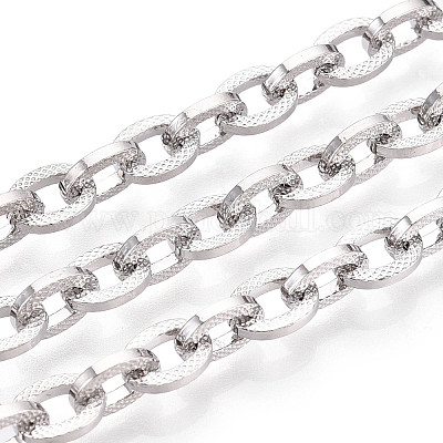 真鍮製アズキチェーン  溶接されていない  スプールで  プラチナ  7x5.5x1.3mm  約32.81フィート（10m）/ロール&nbsp;CHC-T018-40P-1