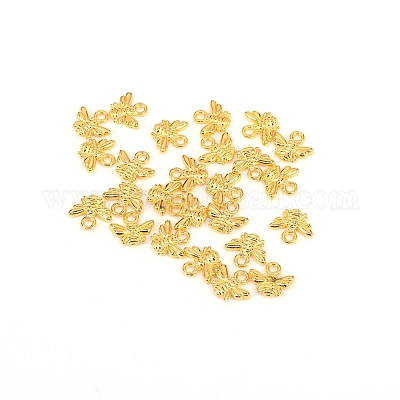 合金チャーム  ミツバチ  ゴールドカラー  9.5x11x2mm  穴：1.6mm&nbsp;PALLOY-TAC0012-12G-1