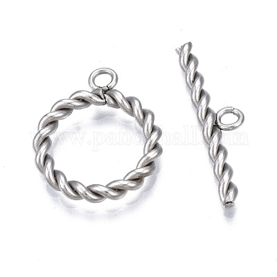 変色しない201ステンレススチールトグル留め具  リング  ステンレス鋼色  リング：18x15x2.5mm  穴：1.8mm  内径：11mm  バー：23m5m2  穴：1.8mm&nbsp;STAS-N087-34P-1