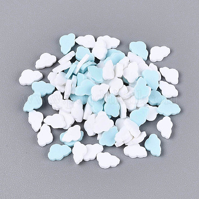 手作り樹脂クレイカボション  雲  フラットバック  ホワイト  6~6.5x4x1mm  約17857個/500g&nbsp;CLAY-Q253-01-1