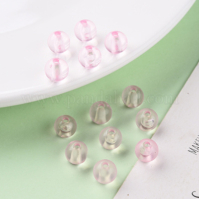 透明なアクリルビーズ  ラウンド  ピンク  8x7mm  穴：2mm  約1745個/500g&nbsp;MACR-S370-A8mm-702-1