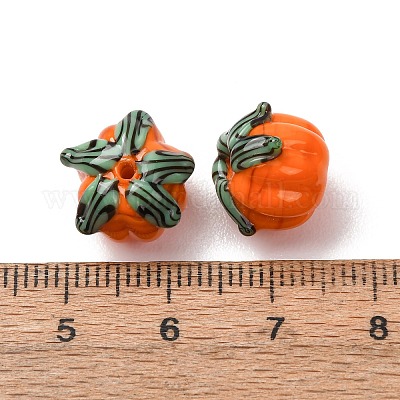 手作りランプワークビーズ  カボチャ  オレンジ  10x13x12.5mm  穴：1.2mm&nbsp;LA-CBAE4A5-01A-1