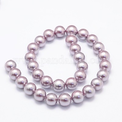 シェルパールビーズ連売り  ラウンド  アザミ  8mm  穴：1mm  約49個/連  16インチ&nbsp;BSHE-E008-8mm-01-1