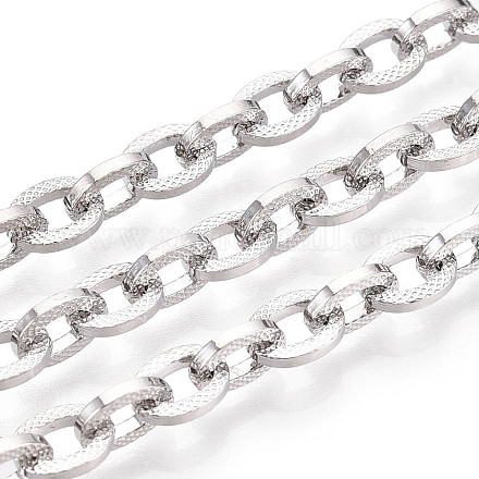 真鍮製アズキチェーン  溶接されていない  スプールで  プラチナ  7x5.5x1.3mm  約32.81フィート（10m）/ロール&nbsp;CHC-T018-40P-1