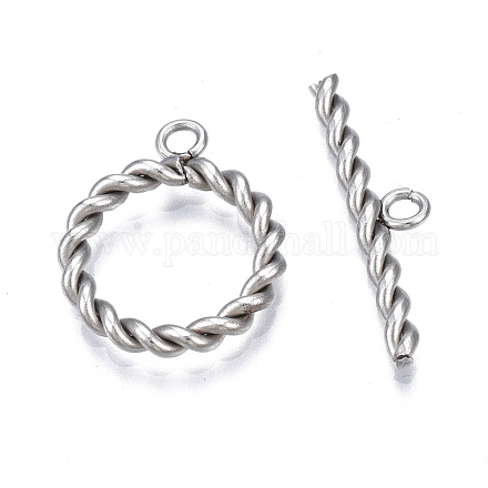 変色しない201ステンレススチールトグル留め具 リング ステンレス鋼色 リング:18x15x2.5mm 穴:1.8mm 内径:11mm バー:23m5m2 穴:1.8mm STAS-N087-34P-1