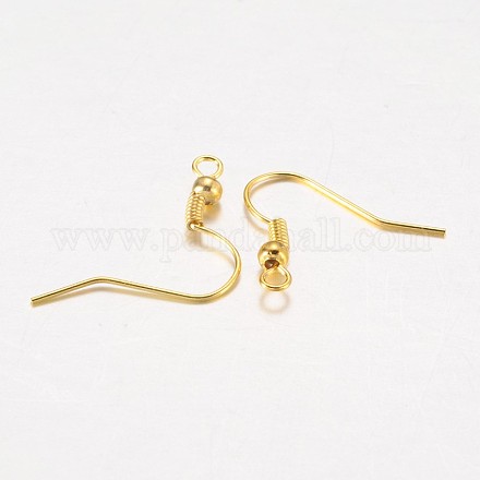 アイアン製ピアスフック 水平ループ付き ゴールドカラー 17~19x0.8mm 穴:2mm ピン:0.6mm X-E135-G-1