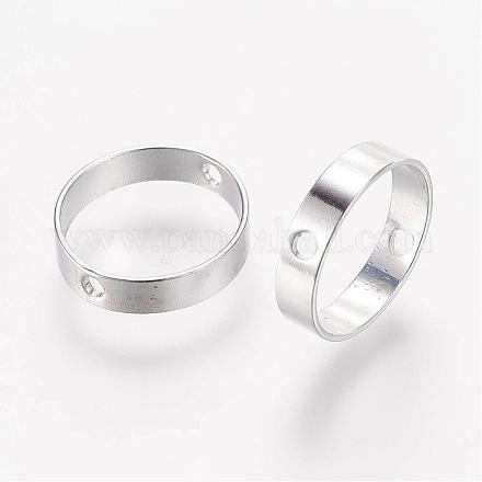 真鍮製ビーズフレーム  リング  プラチナ  12x3mm  穴：1mm&nbsp;KK-F696-12mm-P-1
