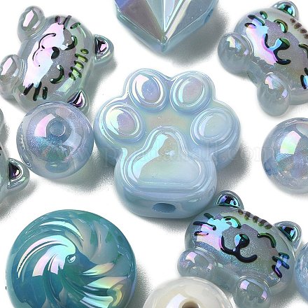 アクリルビーズ  混合図形  ブルー  8~51x8~51x6~27.5mm  穴：1.8~3.8mm&nbsp;OACR-YW0001-70I-1