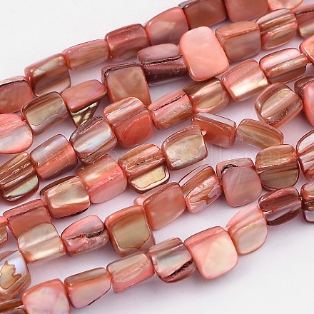 天然石シェルビーズ連売り  ショッキングピンク  染め  約8~17.5mm長  5~8 mm幅  厚さ5mm  穴：1mm  40個/連  16インチ&nbsp;PBB049Y-1