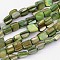Erose Shell Beads Strands, Dyed, Yellow Green, about 8~17.5mm long, 5~8mm wide, hole: about 1mm, about 40pcs/strand, 16 inch