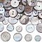 80Pcs 4 Styles Shell Buttons, 2-Hole, Flat Round, Gray, 13~20.5x2~2.7mm, Hole: 1.8~2.1mm, 20pcs/style
