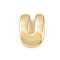 Brass Beads, Long-Lasting Plated, Rack Plating, Lead Free & Cadmium Free, Real 18K Gold Plated, Letter U, 14x10.5x5mm, Hole: 11x3mm