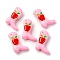Baking Paint Glass Enamel Beads, Boot with Apple, Pearl Pink, 24x17x8~8.5mm, Hole: 1.4mm
