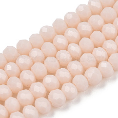 オペークソリッドカラーガラスビーズ連売り  多面カット  ロンデル  乳白色  2.3~2.7x1.5mm  穴：0.4mm  約135~140個/連  26~27cm