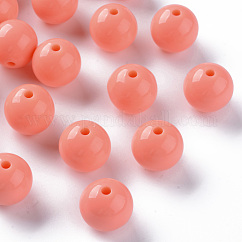 不透明なアクリルビーズ  ラウンド  ダークサーモン  16x15mm  穴：2.8mm  約220個/500g