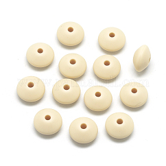 食品グレードの環境に優しいシリコーンビーズ  ロンデル  小麦  12x6~7mm  穴：2mm