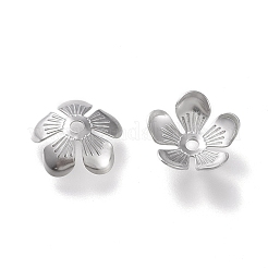 変色しない304ステンレススチールビーズキャップ  5花びら  花  ステンレス鋼色  11x11x3mm  穴：1.6mm&nbsp;STAS-K194-15P