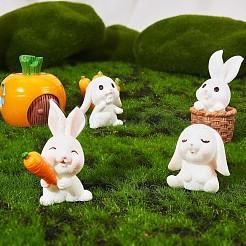 芝生の庭のテーブルの家の装飾のための樹脂の立っているウサギの彫像のバニーの彫刻のニンジン盆栽の置物（混合色）  ミックスカラー  25x40mm&nbsp;JX086A