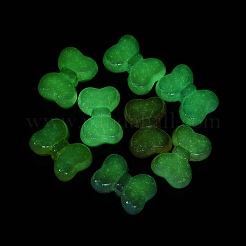 蓄光UVメッキ不透明アクリルビーズ  虹色の  蝶結び  暗闇で光る  ミックスカラー  12x17x8mm  穴：2.8mm&nbsp;OACR-N160-51