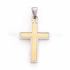304ステンレスペンダント  クロス  ミックスカラー  44x26x3mm  穴：4x6.5mm&nbsp;STAS-E478-01