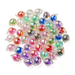 UVメッキレインボー虹色アクリルビーズ  ツートンカラーの二層ビーズ  魚  ミックスカラー  15x17x15mm  穴：3.5mm&nbsp;OACR-F004-07