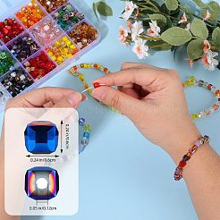 模造人工クリスタルガラスビーズ 2 袋  多面カットキューブ  混合スタイル  ブルー  6x6x6mm  穴：1.2mm  約100個/袋&nbsp;GLAA-SZ0001-95C-06