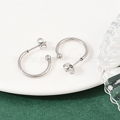 C字型304ステンレススチールスタッドピアス  ステンレス鋼色  16.5x3mm&nbsp;EJEW-Z154-01P-02
