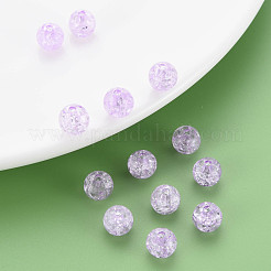 クリアクラックアクリルビーズ  ラウンド  スミレ  8x7mm  穴：1.8~2mm  約1745個/500g&nbsp;MACR-S373-66-N06