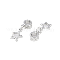 真鍮チャーム  鉛フリー＆カドミウムフリー  プラチナ  スター  15mm  ペンダント：7x5.5x1mm  穴：2.5mm&nbsp;KK-A226-06E-P