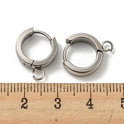 変色しにくい201ステンレススチール製ハギーフープピアス金具  垂直ループ付き  316サージカルステンレススチールイヤリングピン付き  リング  ステンレス鋼色  13x4mm  穴：2.7mm  ピン：1mm&nbsp;STAS-A167-01S-P