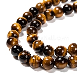 天然石タイガーアイビーズ連売り  グレードA  ラウンド  8mm  穴：1mm  約48個/連  15インチ&nbsp;G-J303-11-8mm